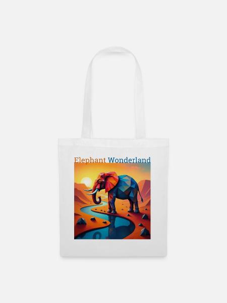 Geometrisches Elefanten-Wunderland - Stoffbeutel - Weiß