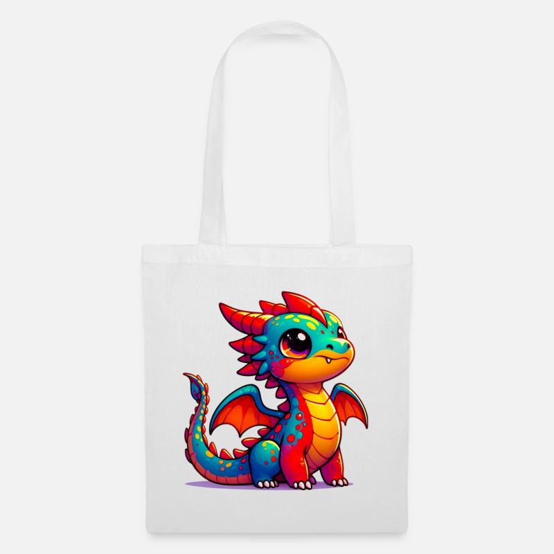 Drache - Stoffbeutel - Weiß
