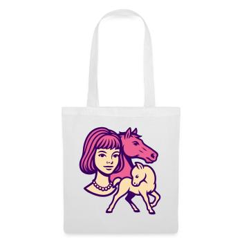 Fille Cheval Pop Art Rose - Sac en tissu - blanc - Devant