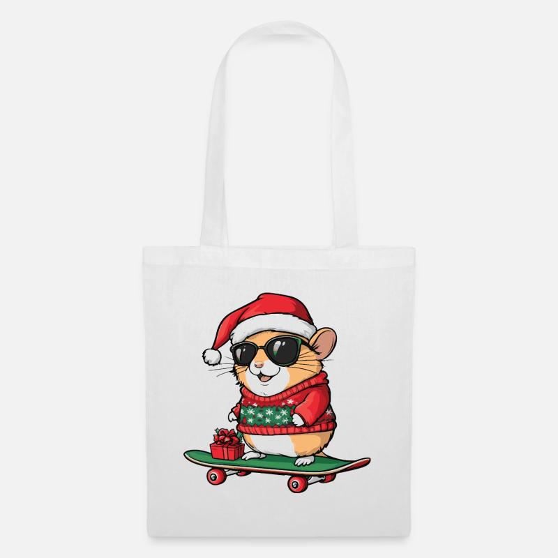 Hamster Weihnachten Lustig - Stoffbeutel - Weiß