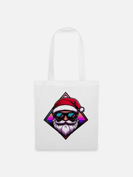 Santa mit Sonnenbrille - Stoffbeutel - Weiß
