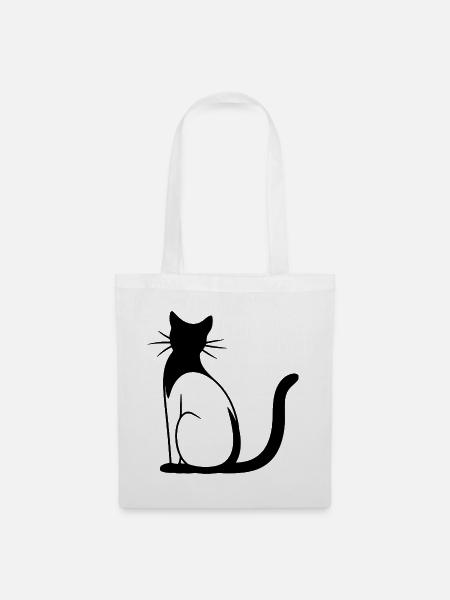 Katze Zeichnung - Stoffbeutel - Weiß