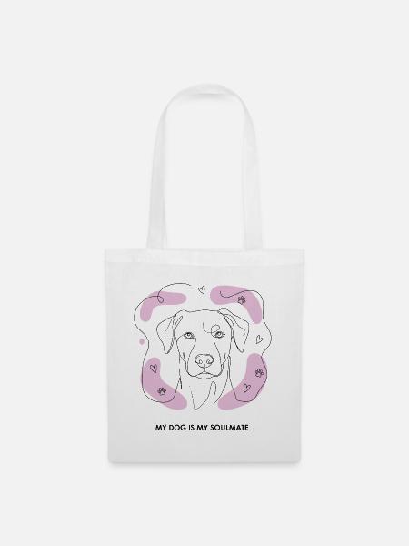 Hund Soulmate Line Art - Stoffbeutel - Weiß
