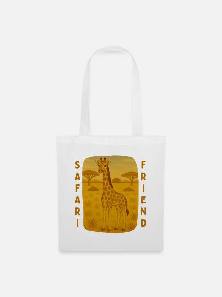 Giraffe in der goldenen Savanne - Stoffbeutel - Weiß