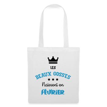 Cadeau naissance bébé garçon Février Beaux Gosses - Sac en tissu - blanc - Devant