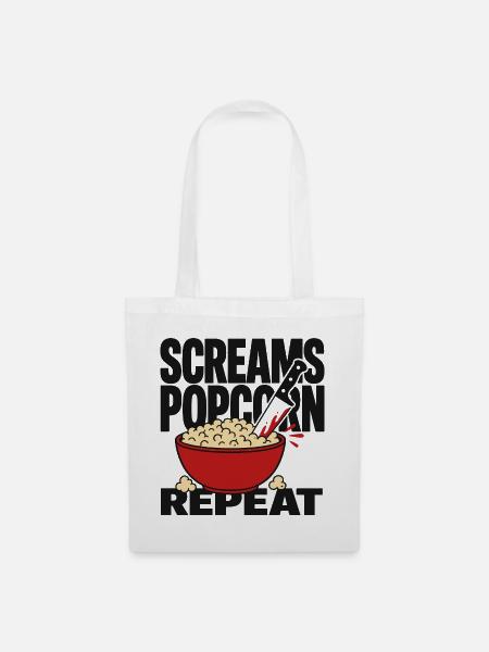 Screams Popcorn Repeat - Stoffbeutel - Weiß