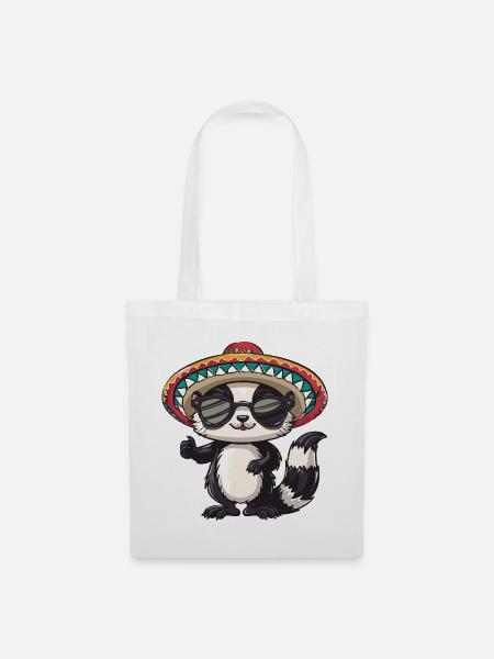 Stinktier Lustig Sombrero - Stoffbeutel - Weiß