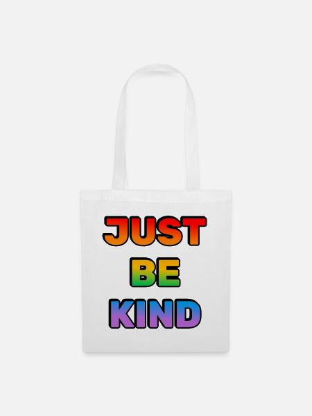 Just Be Kind, Regenbogenverlauf - Stoffbeutel - Weiß