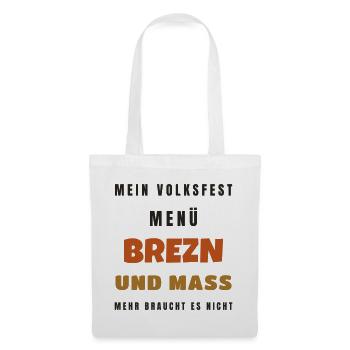 Volksfest Menü Brezn und Mass - Tracht Geschenk - Stoffbeutel - Weiß - Vorne