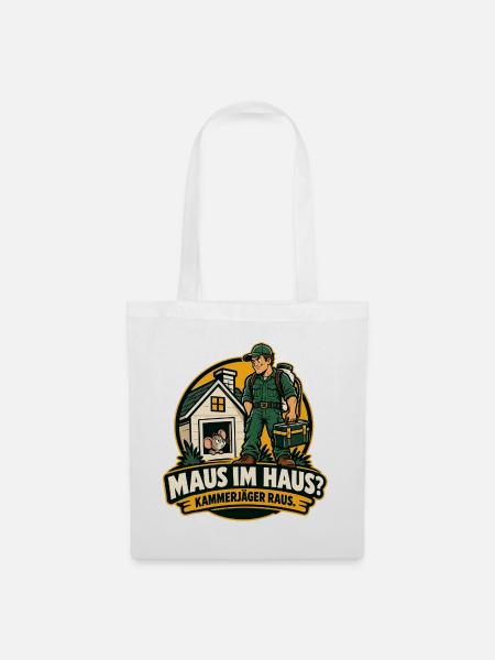 Maus im Haus - Stoffbeutel - Weiß