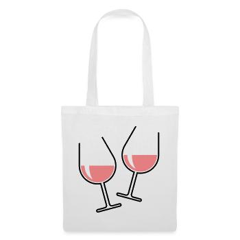 2 Roséweingläser Prosten Zu, Wein Bauchig Offen 2C - Stoffbeutel - Weiß - Vorne