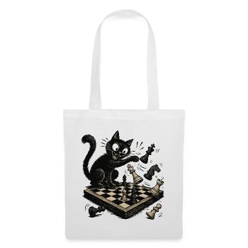  Katzen Schachspieler Schachspiel Schachbrett - Stoffbeutel - Weiß - Vorne