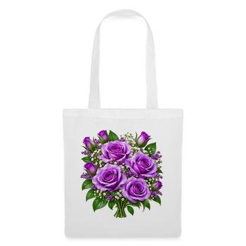 Lavendelrosen-Straußdruck - Stoffbeutel - Weiß - Vorne