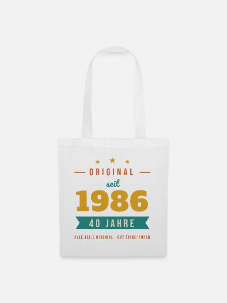 Original seit 1986 – 40. Geburtstag Jahrgang - Stoffbeutel - Weiß