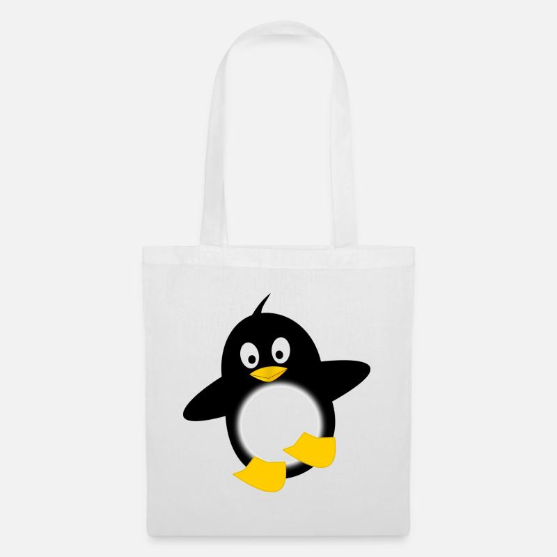 Pinguin Leuchtbauch Cartoon - Stoffbeutel - Weiß