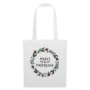 Merci maitresse - cadeau fin d'année - Sac en tissu - blanc - Devant
