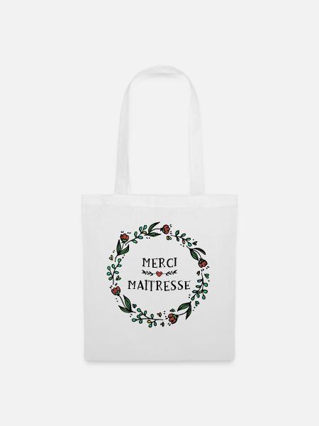 Merci maitresse - cadeau fin d'année - Sac en tissu - blanc