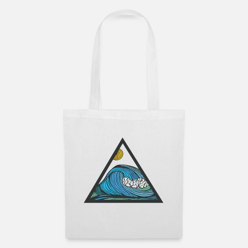 wave - line art - Tote Bag - white
