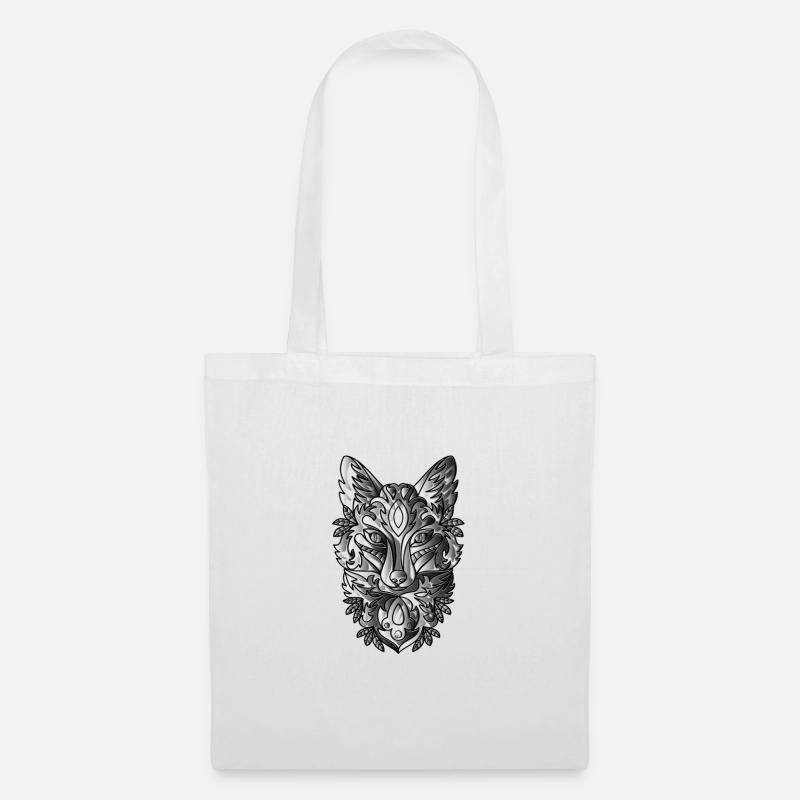 Fuchs Mit Schwarz Weiss Schattiernung - Stoffbeutel - Weiß