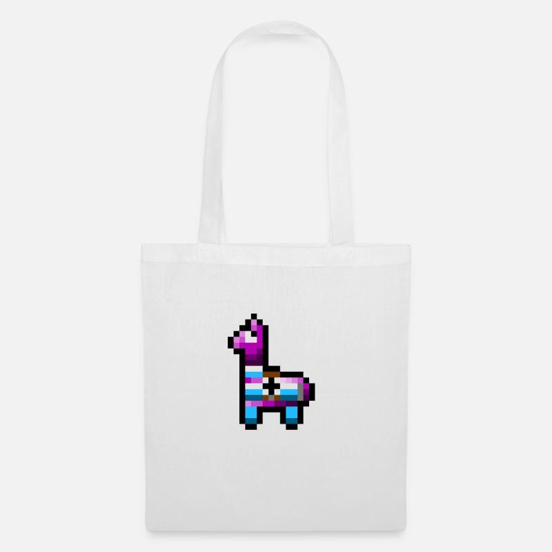 Lama Pixelart Geschenk - Stoffbeutel - Weiß