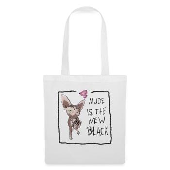 Nacktkatze-nude-black - Stoffbeutel - Weiß - Vorne