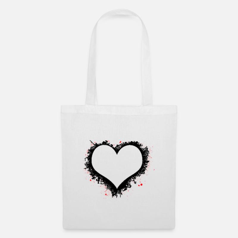 Herz Heart - Stoffbeutel - Weiß