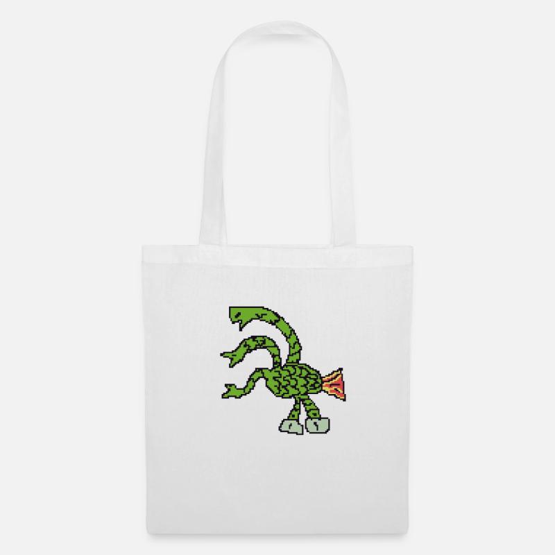 Dreiköpfige Hydra Pixelart - Stoffbeutel - Weiß