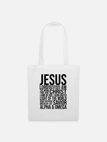 NAMEN VON JESUS CHRISTUS Christlich Geschenkidee - Stoffbeutel - Weiß