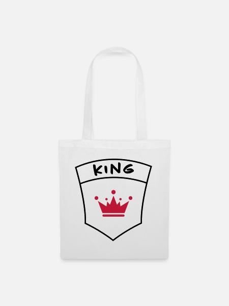King auf Brusttasche - Stoffbeutel - Weiß