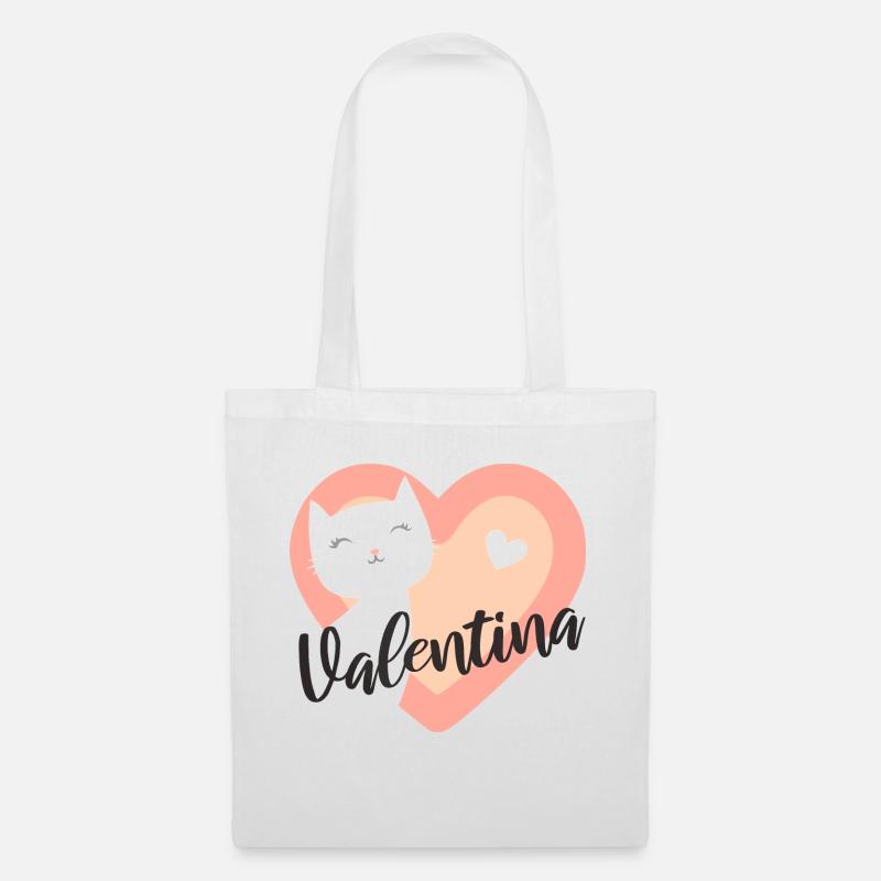 Valentina Name Vorname Kätzchen - Stoffbeutel - Weiß