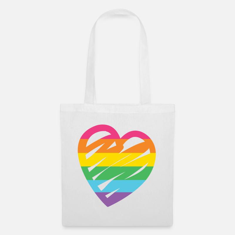 LGBTQ-Regenbogenherz - Stoffbeutel - Weiß