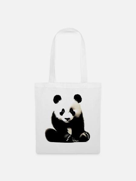 Panda - Stoffbeutel - Weiß