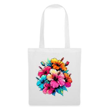 Fleurs d’hibiscus - Sac en tissu - blanc - Devant