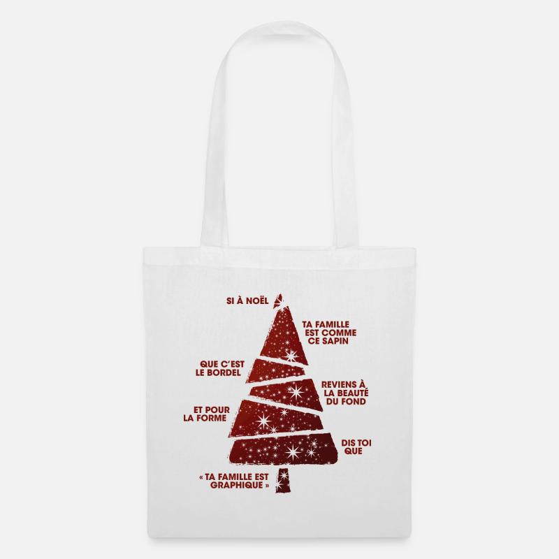 WEIHNACHTSBAUM ROTE GRAFIK - Stoffbeutel - Weiß