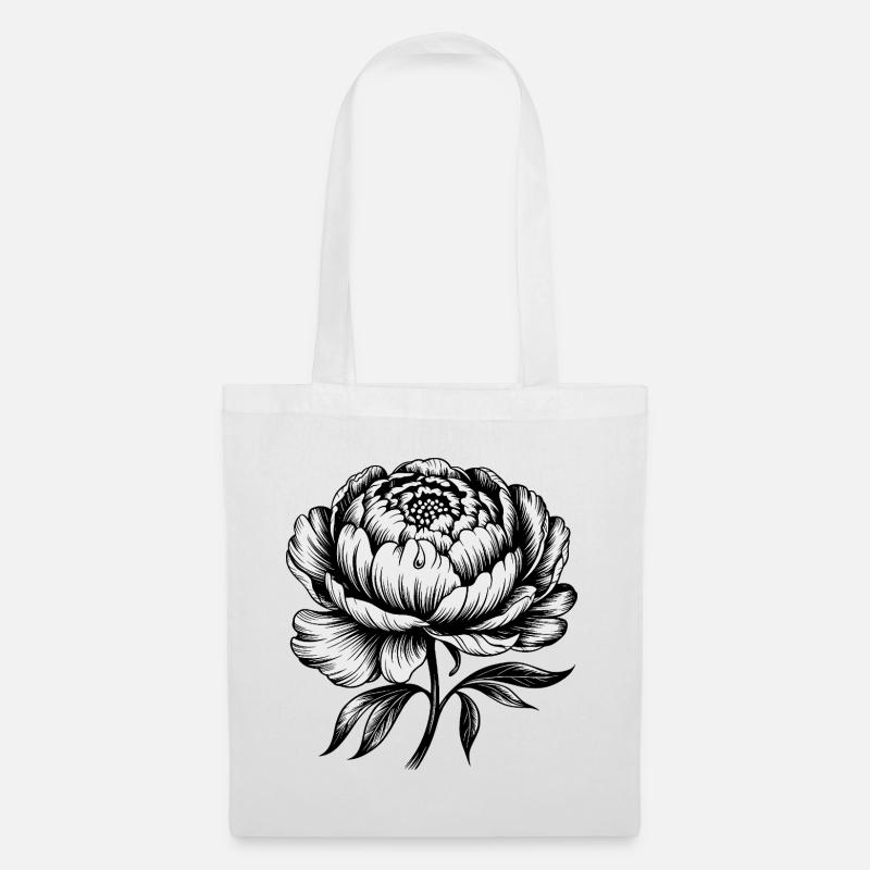 Peony: Elegant Blossom - Tote Bag - white