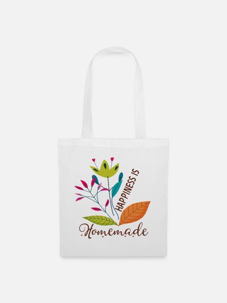 Blumenmotiv Glücklich Naturdesign - Stoffbeutel - Weiß