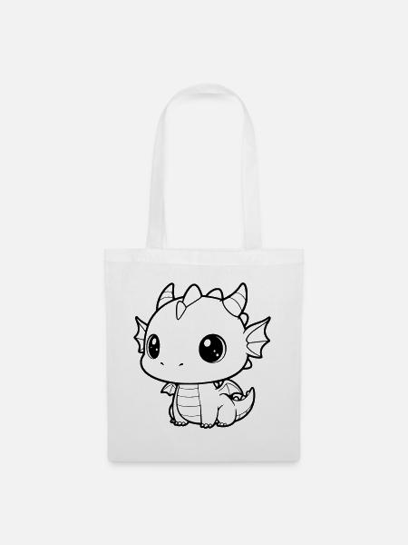 Søt babydrage | Kawaii og kosete vektor - Stoffveske - hvit