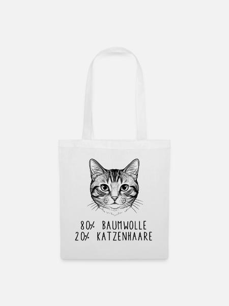 Witziges Katzenhaar Baumwolle Spruch Design - Stoffbeutel - Weiß