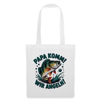 Papa Komm Wir Angeln Fischmotiv - Stoffbeutel - Weiß - Vorne