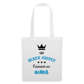 Cadeau naissance bébé garçon Avril Beaux Gosses - Sac en tissu - blanc - Devant