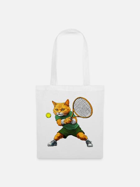 Tennis Katzen - Stoffbeutel - Weiß