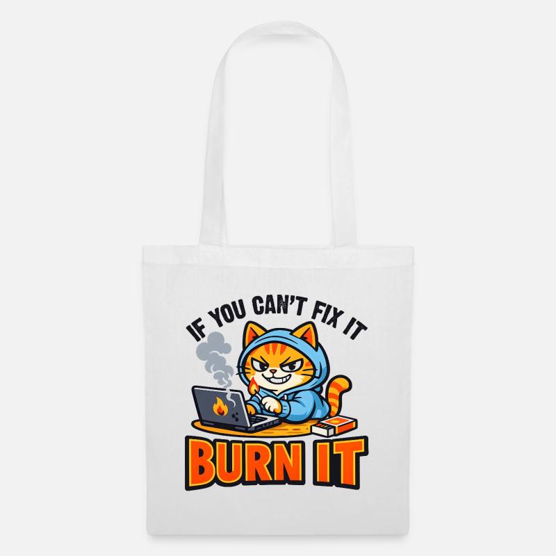 Computer Scientist Cat Burn It - Funny Saying - Tote Bag - white