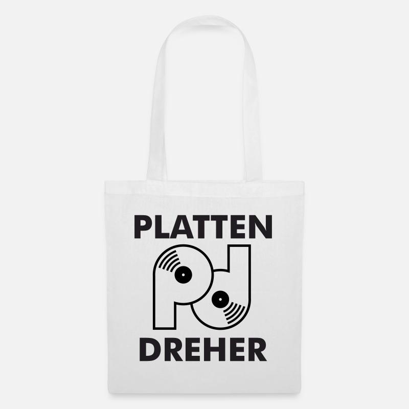 Plattendreher Logo mit Schriftzug - Stoffbeutel - Weiß