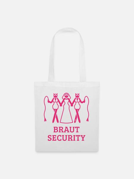 Braut Security (JGA Polterabend Peitsche / Pink) - Stoffbeutel - Weiß