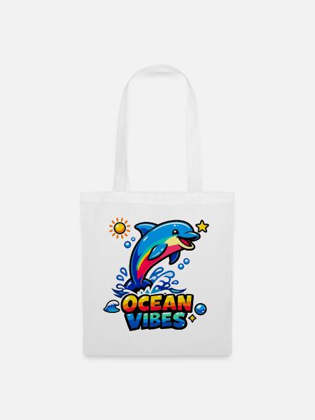 Dolphin Splash Ocean Vibes - Stoffbeutel - Weiß