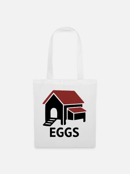 Huehnerstall Eggs Abzeichen - Stoffbeutel - Weiß