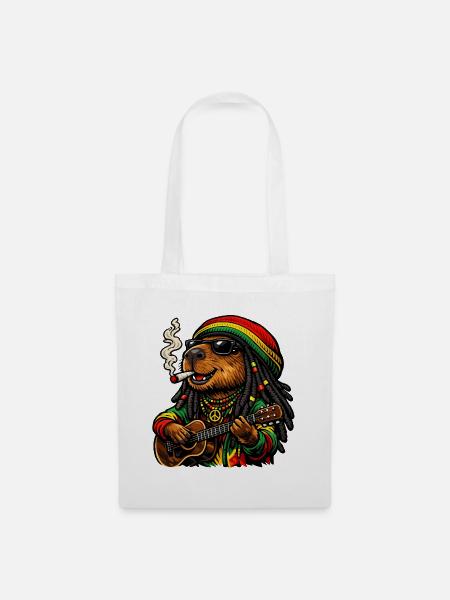 Süßes Capybara im Rastafari Stil - Stoffbeutel - Weiß
