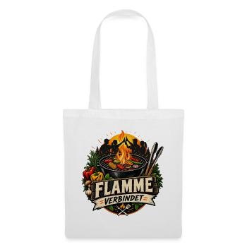 Flamme verbindet – Grillteam - Stoffbeutel - Weiß - Vorne