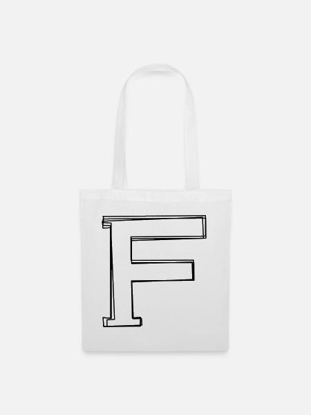 Buchstabe F handgezeichnet - Stoffbeutel - Weiß