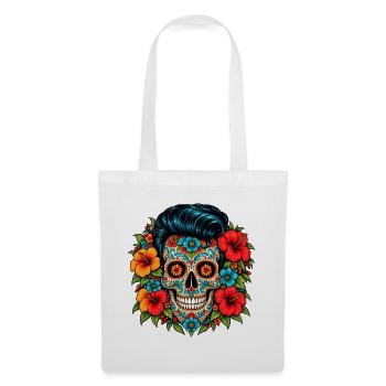 Flower Skull – Rockabilly Sugar Skull - Stoffbeutel - Weiß - Vorne